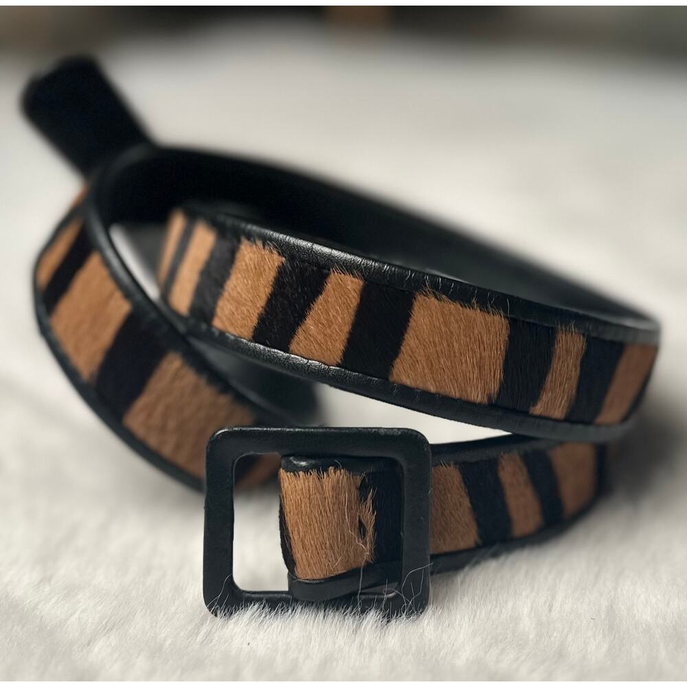 Abbé Creations Vintage Calf Hair and Leather Tiger Belt